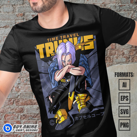 Premium Future Trunks Dragon Ball Z Anime Vector T-shirt Design Template #6