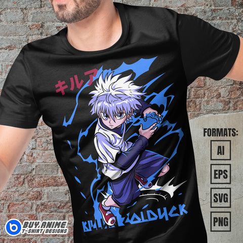 Premium Killua Hunter x Hunter Anime Vector T-shirt Design Template #8