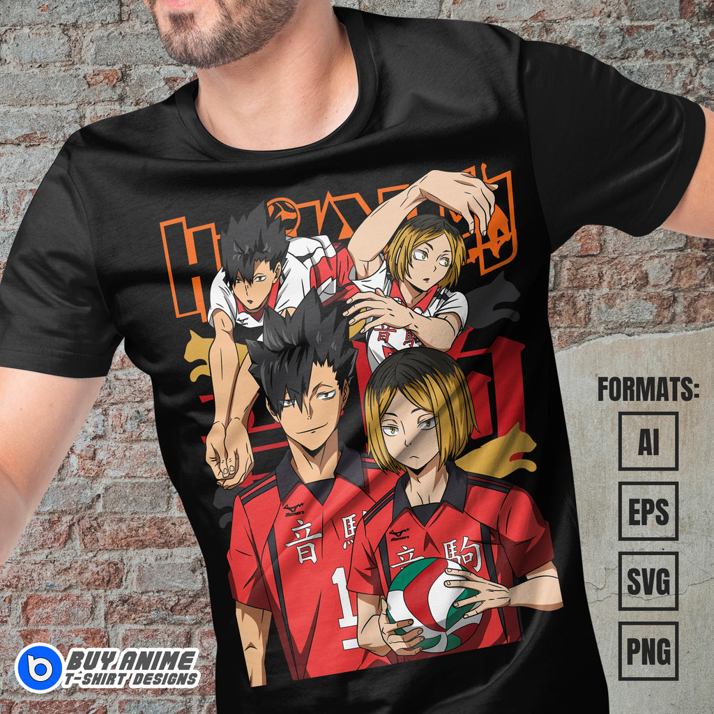 Premium Kuroo x Kozume Haikyu Anime Vector T-shirt Design Template