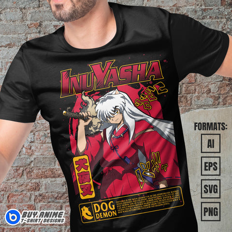 Premium Inuyasha Anime Vector T-shirt Design Template #7