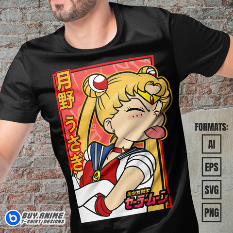 Premium Sailor Moon Anime Vector T-shirt Design Template #8