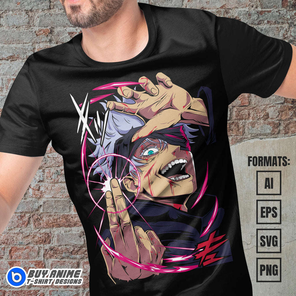 Premium Satoru Gojo Jujutsu Kaisen Anime Vector T-shirt Design Template #17