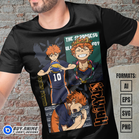 Premium Hinata Shoyo Haikyu Anime Vector T-shirt Design Template