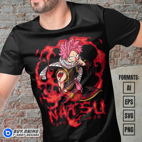 Premium Natsu Fairy Tail Anime Vector T-shirt Design Template #3