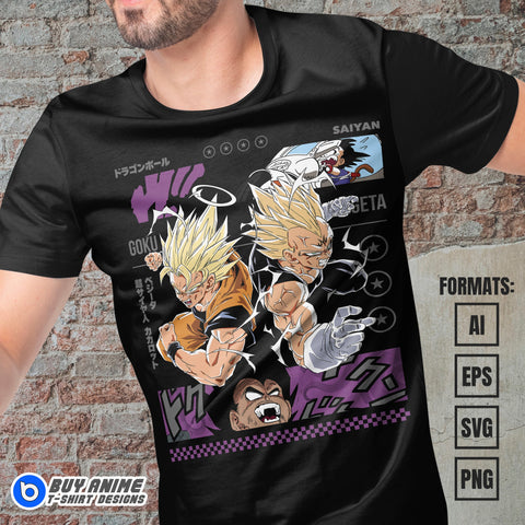 Premium Goku x Vegeta Dragon Ball Anime Vector T-shirt Design Template