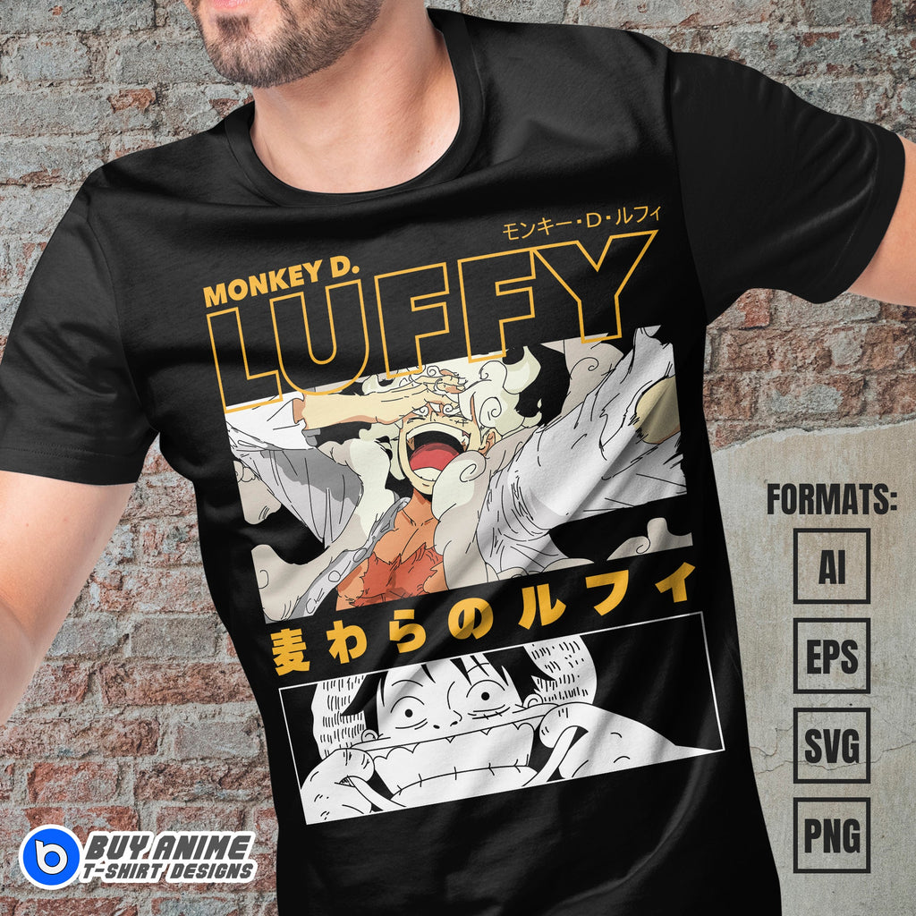 Premium Luffy Gear 5 One Piece Anime Vector T-shirt Design Template #36