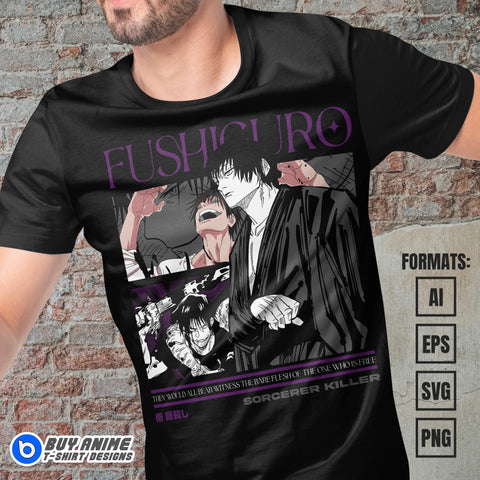 Premium Toji Fushiguro Jujutsu Kaisen Anime Vector T-shirt Design Template #14