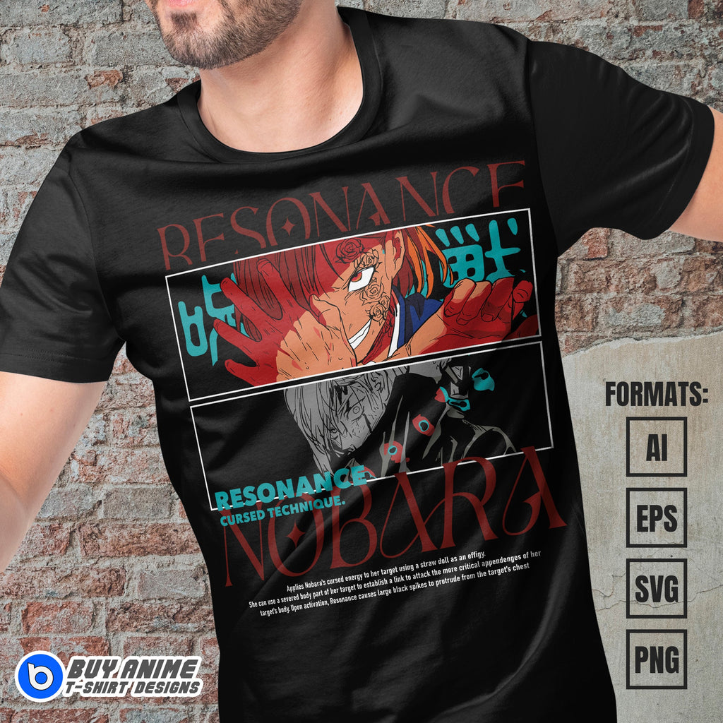 Premium Nobara Jujutsu Kaisen Anime Vector T-shirt Design Template #6