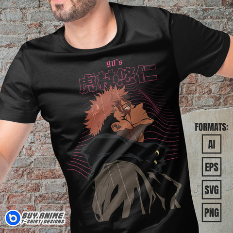 Premium Sukuna Jujutsu Kaisen Anime Vector T-shirt Design Template #9