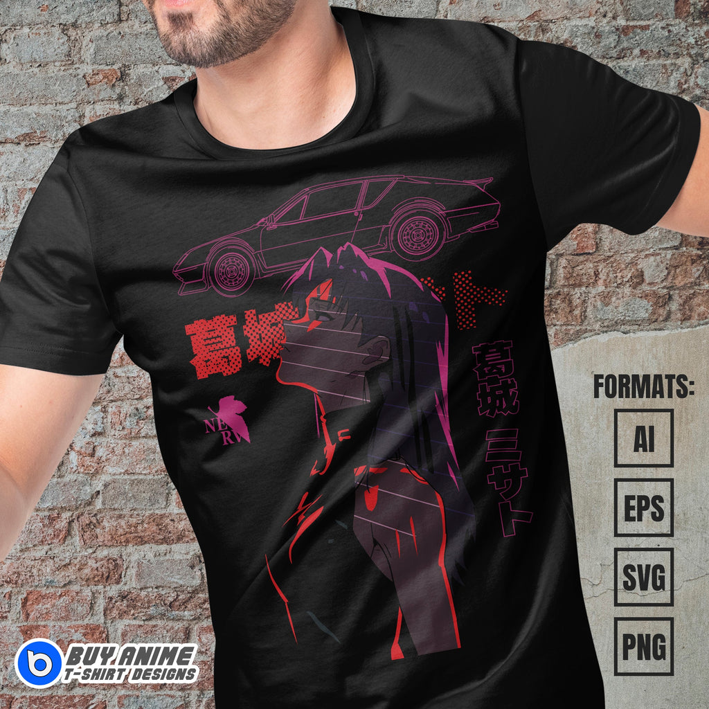 Premium Misato Neon Genesis Evangelion Anime Vector T-shirt Design Template #4