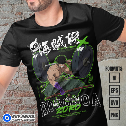 Premium Roronoa Zoro One Piece Vector T-shirt Design Template #24