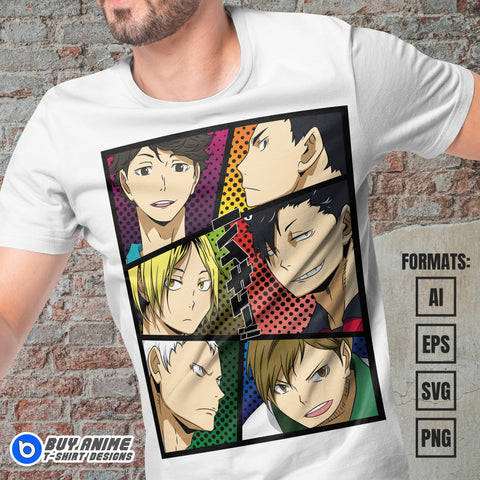 Premium Haikyu Anime Vector T-shirt Design Template #6