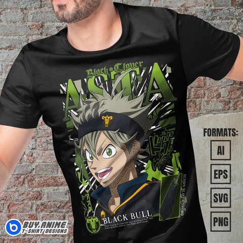 Premium Asta Black Clover Anime Vector T-shirt Design Template #18