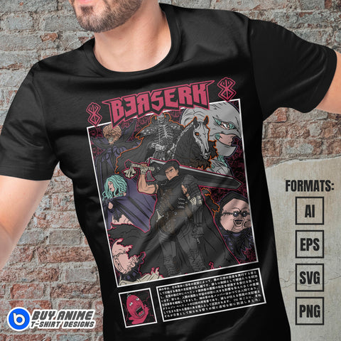 Premium Berserk Anime Vector T-shirt Design Template #13