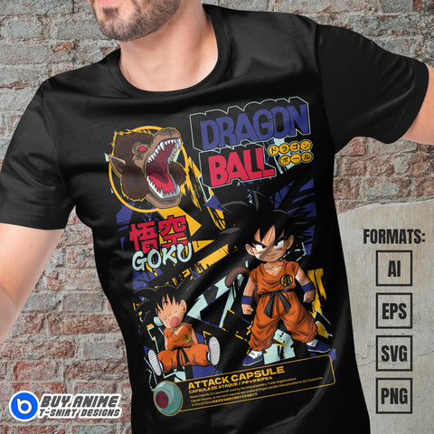 Premium Goku Kid Dragon Ball Z Anime Vector T-shirt Design Template #9