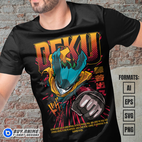 Premium Dark Deku My Hero Academia Anime Vector T-shirt Design Template