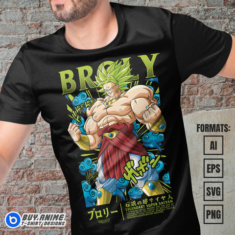 Premium Broly Dragon Ball Anime Vector T-shirt Design Template #7