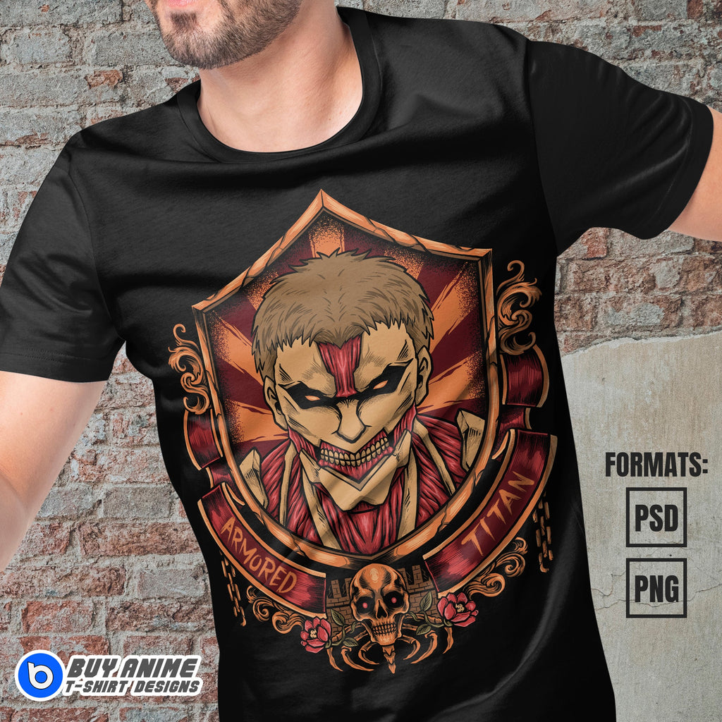 Premium Armored Titan Attack on Titan Anime Vector T-shirt Design Template