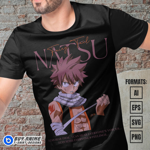 Premium Natsu Fairy Tail Anime Vector T-shirt Design Template #4