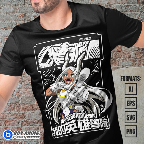 Premium Mirko My Hero Academia Anime Vector T-shirt Design Template #2