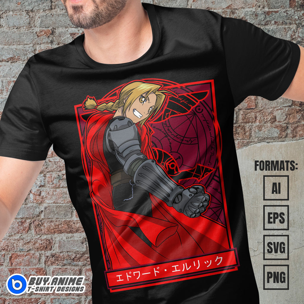 Premium Edward Elric Fullmetal Alchemist Anime Vector T-shirt Design Template #5