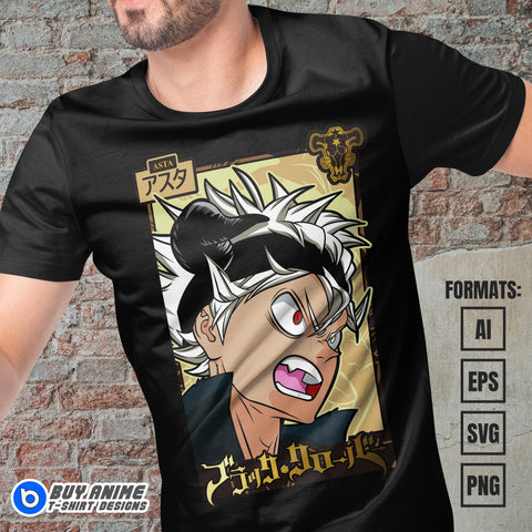 Premium Asta Black Clover Anime Vector T-shirt Design Template #19