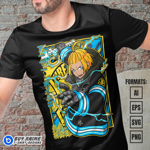 Premium Arthur Boyle Fire Force Anime Vector T-shirt Design Template