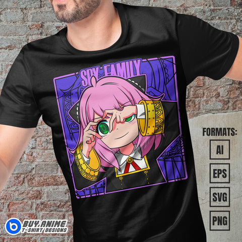 Premium Anya Forger Spy x Family Anime Vector T-shirt Design Template #11