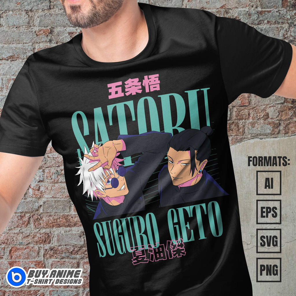 Premium Satoru x Geto Jujutsu Kaisen Anime Vector T-shirt Design Template