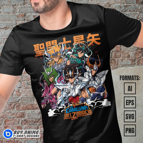 Premium Saint Seiya Anime Vector T-shirt Design Template #2