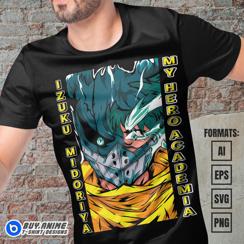 Premium Dark Deku My Hero Academia Anime Vector T-shirt Design Template #2