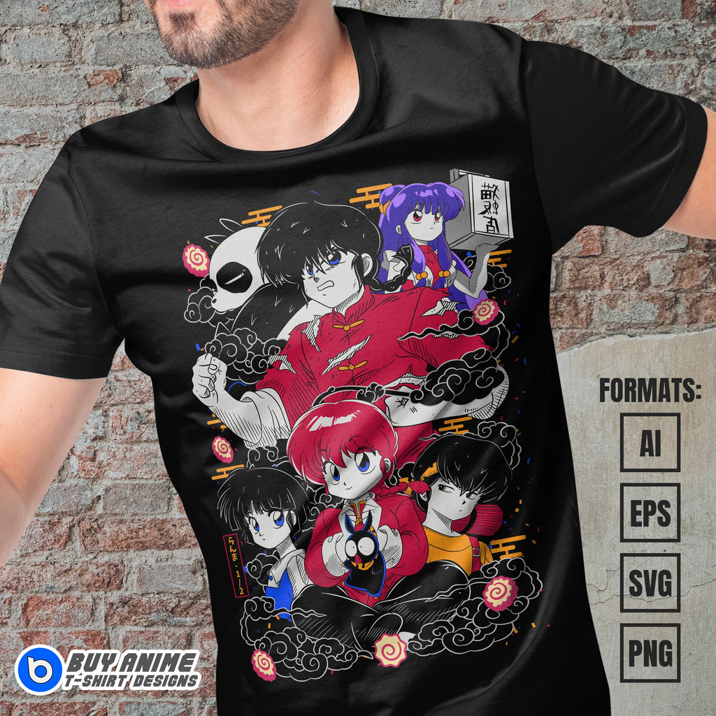 Premium Ranma 1/2 Anime Vector T-shirt Design Template #5