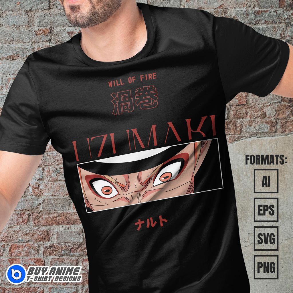 Premium Naruto Uzumaki Anime Vector T-shirt Design Template #19