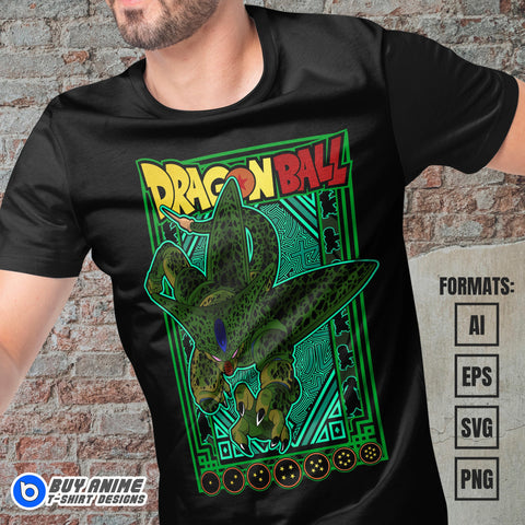 Premium Cell Dragon Ball Anime Vector T-shirt Design Template #6