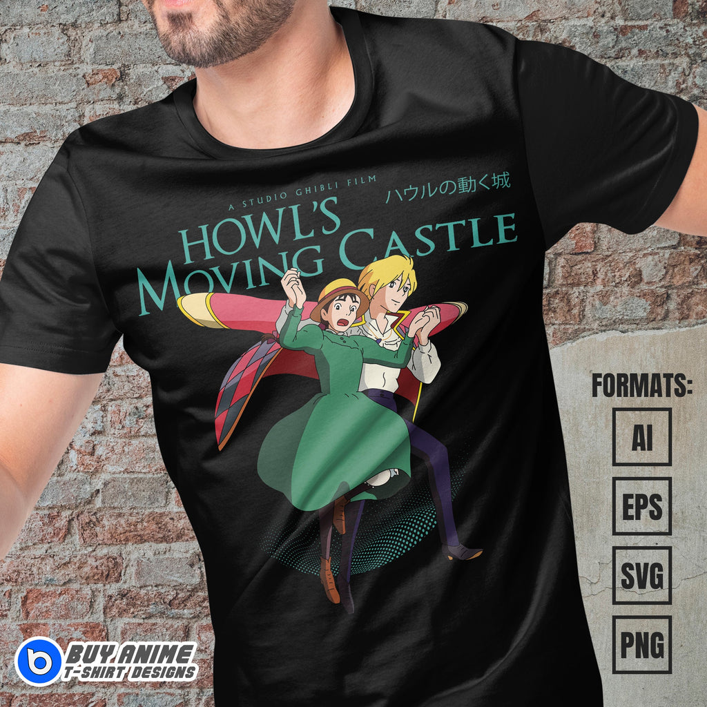 Premium Howl's Moving Castle Studio Ghibli Anime Vector T-shirt Design Template