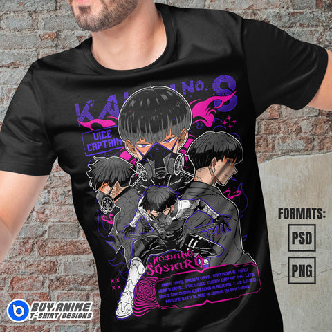 Premium Soshiro Hoshina Kaiju No. 8 Anime Vector T-shirt Design Template #5