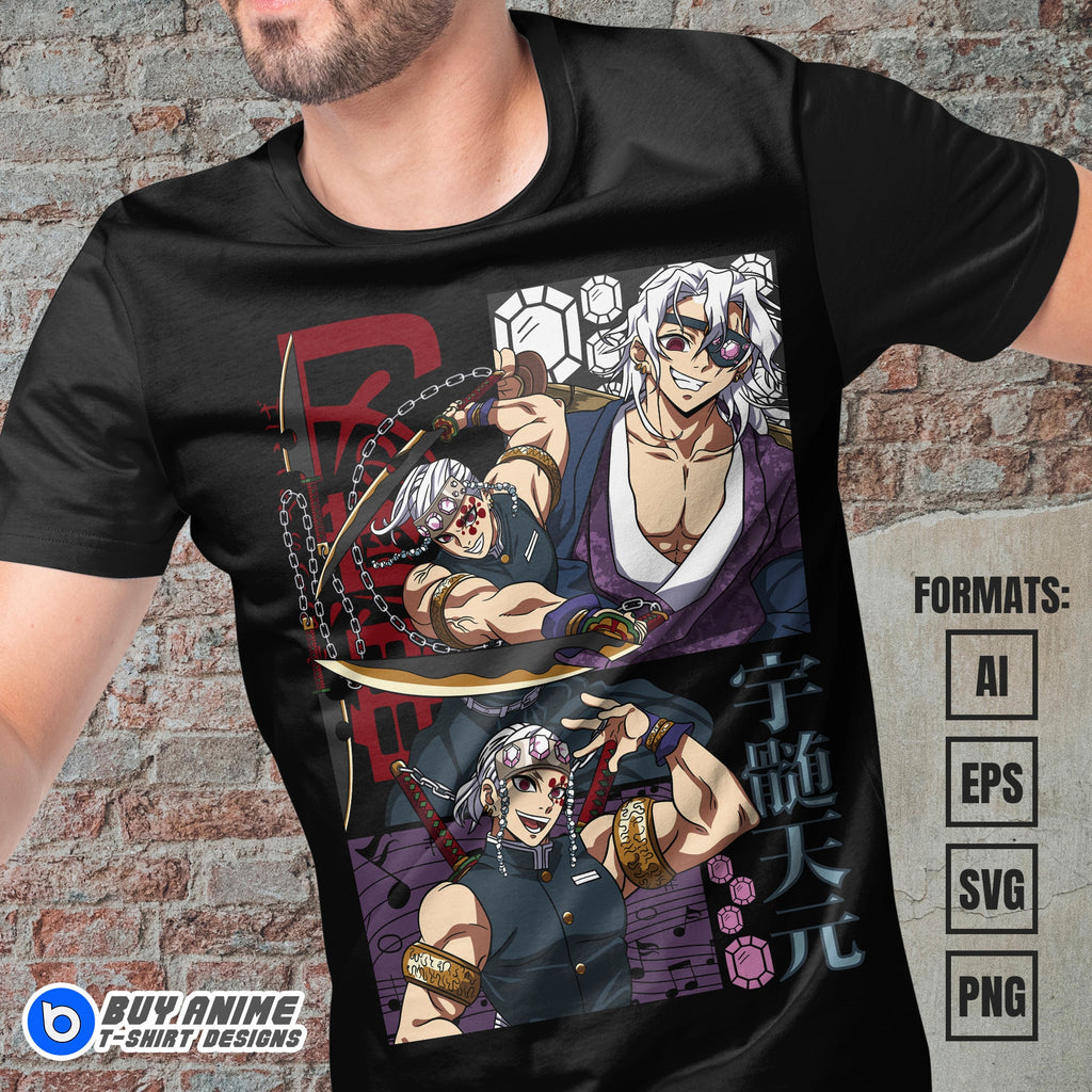 Premium Tengen Uzui Demon Slayer Anime Vector T-shirt Design Template #8