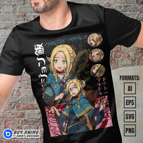 Premium Marcille Donato Delicious In Dungeon Anime Vector T-shirt Design Template