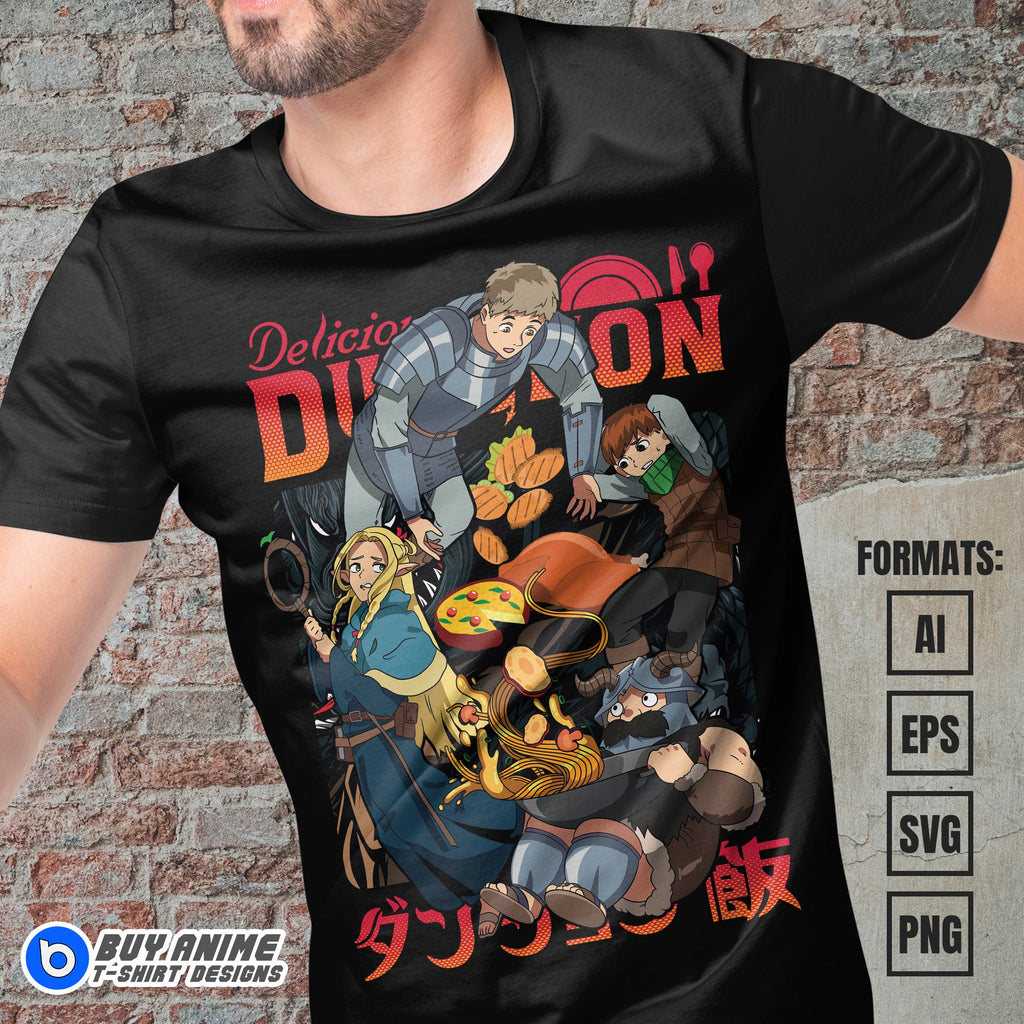 Premium Delicious In Dungeon Anime Vector T-shirt Design Template