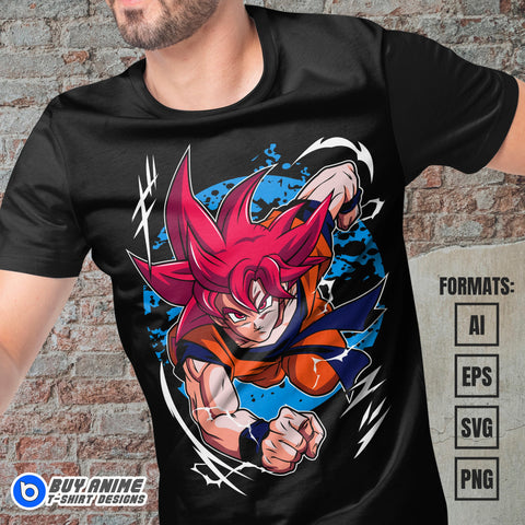 Premium Goku SSG Dragon Ball Anime Vector T-shirt Design Template #3