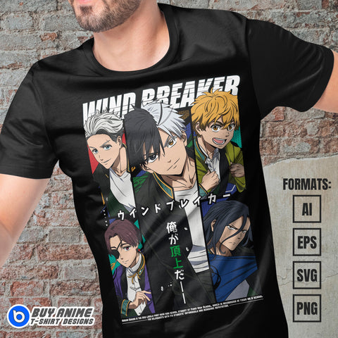 Premium Wind Breaker Anime Vector T-shirt Design Template