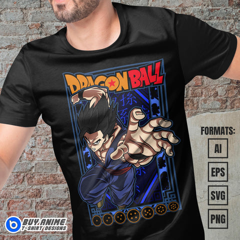 Premium Gohan Dragon Ball Anime Vector T-shirt Design Template #2