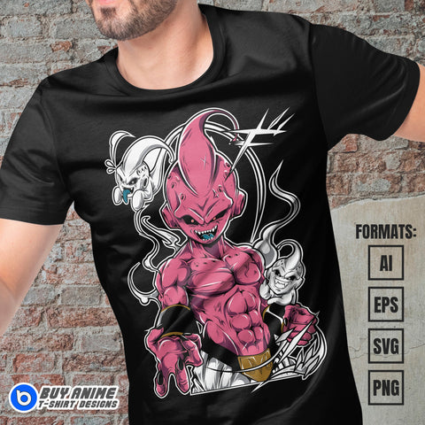 Premium Kid Buu Dragon Ball Anime Vector T-shirt Design Template #3