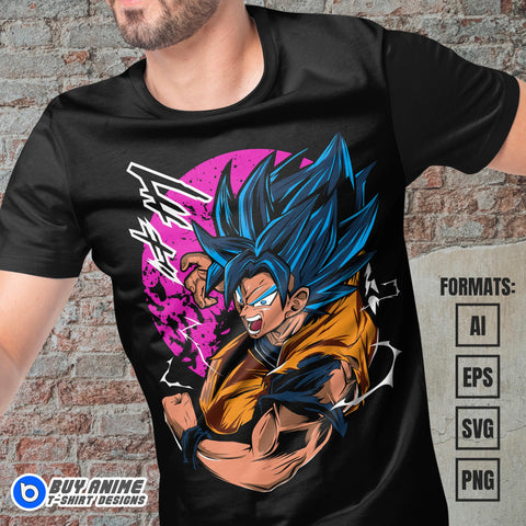 Premium Goku SSB Dragon Ball Vector T-shirt Design Template #5