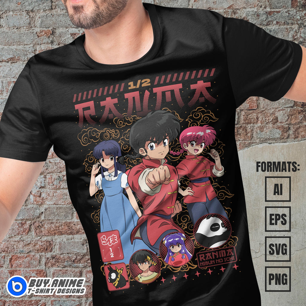 Premium Ranma 1/2 Anime Vector T-shirt Design Template #6