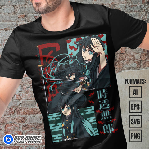 Premium Muichiro Demon Slayer Anime Vector T-shirt Design Template #10