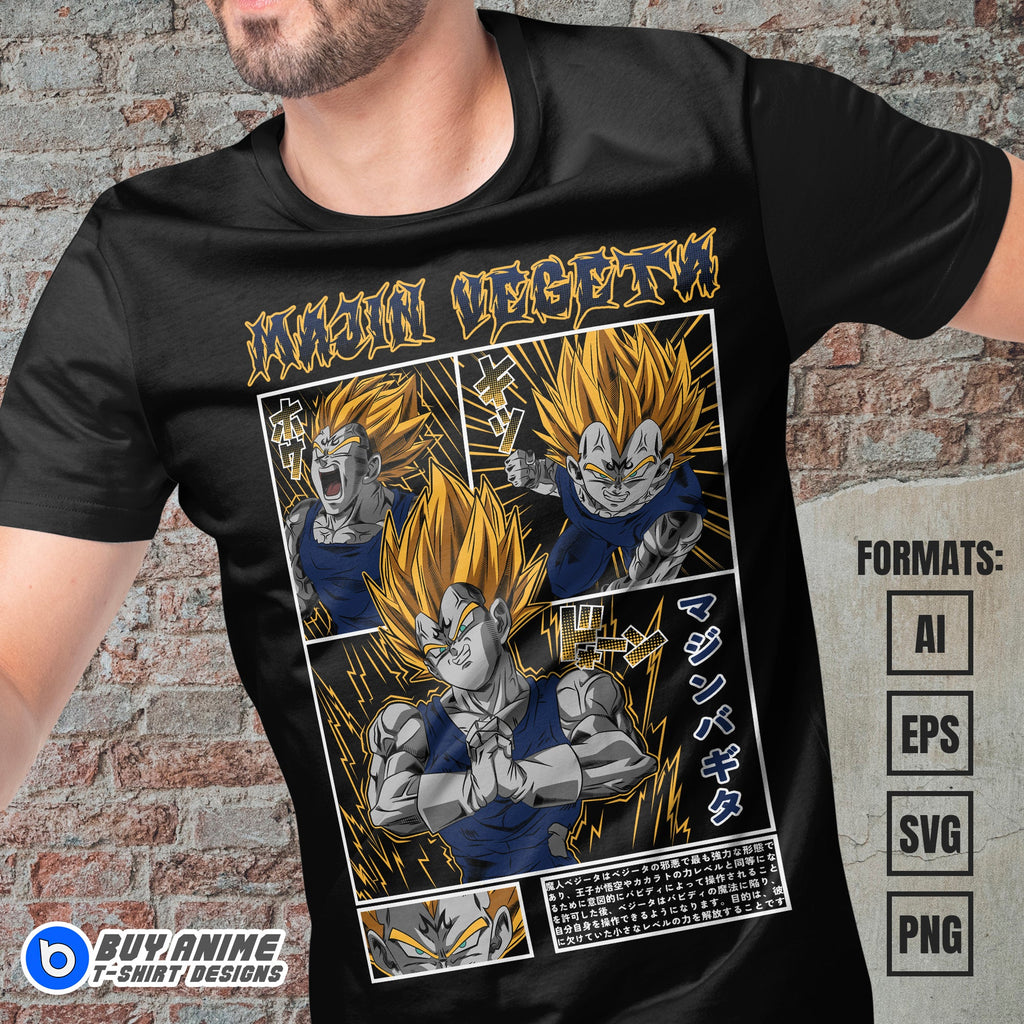 Premium Majin Vegeta Dragon Ball Anime Vector T-shirt Design Template #5