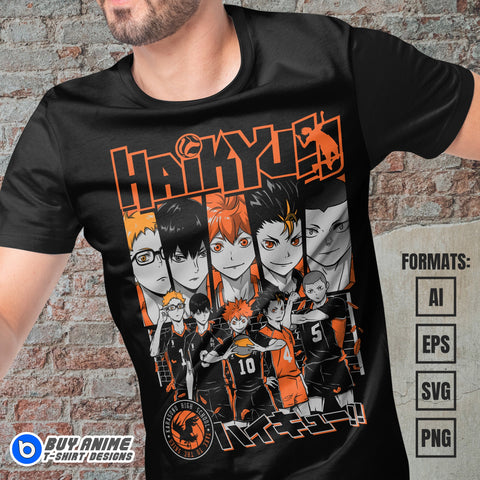 Premium Haikyu Anime Vector T-shirt Design Template #8