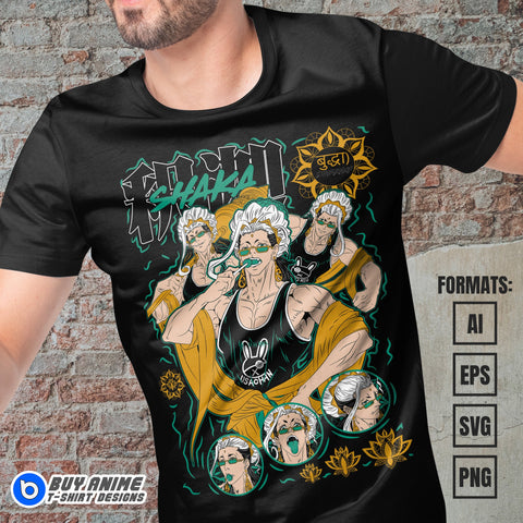 Premium Buddha Record Of Ragnarok Anime Vector T-shirt Design Template #4