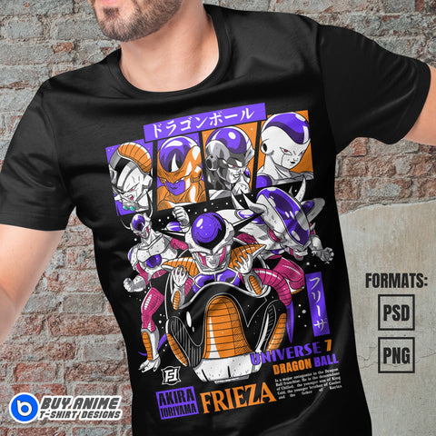 Premium Frieza Dragon Ball Anime Vector T-shirt Design Template #13